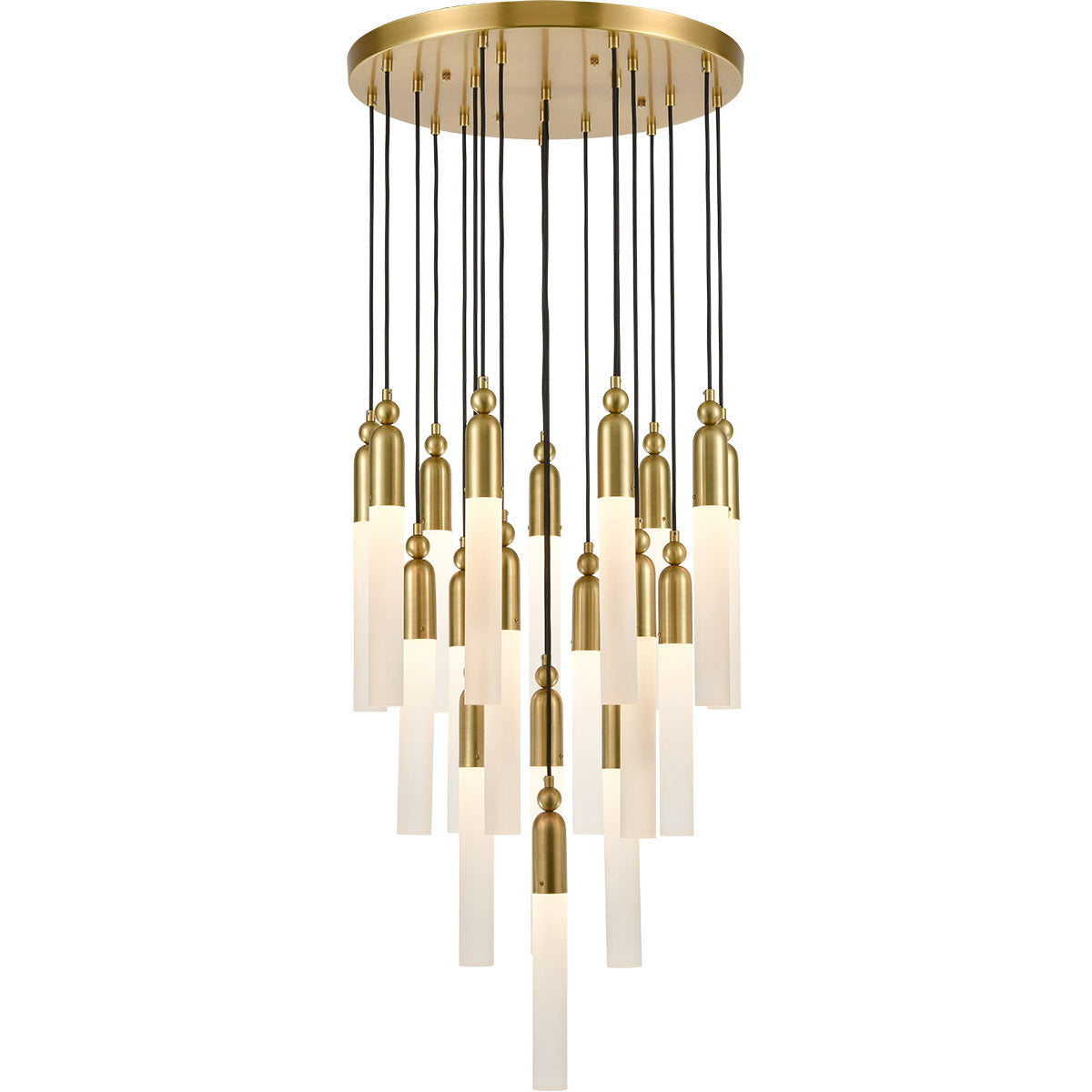 Steel Frame with Cylindrical Opal Glass Shade Chandelier