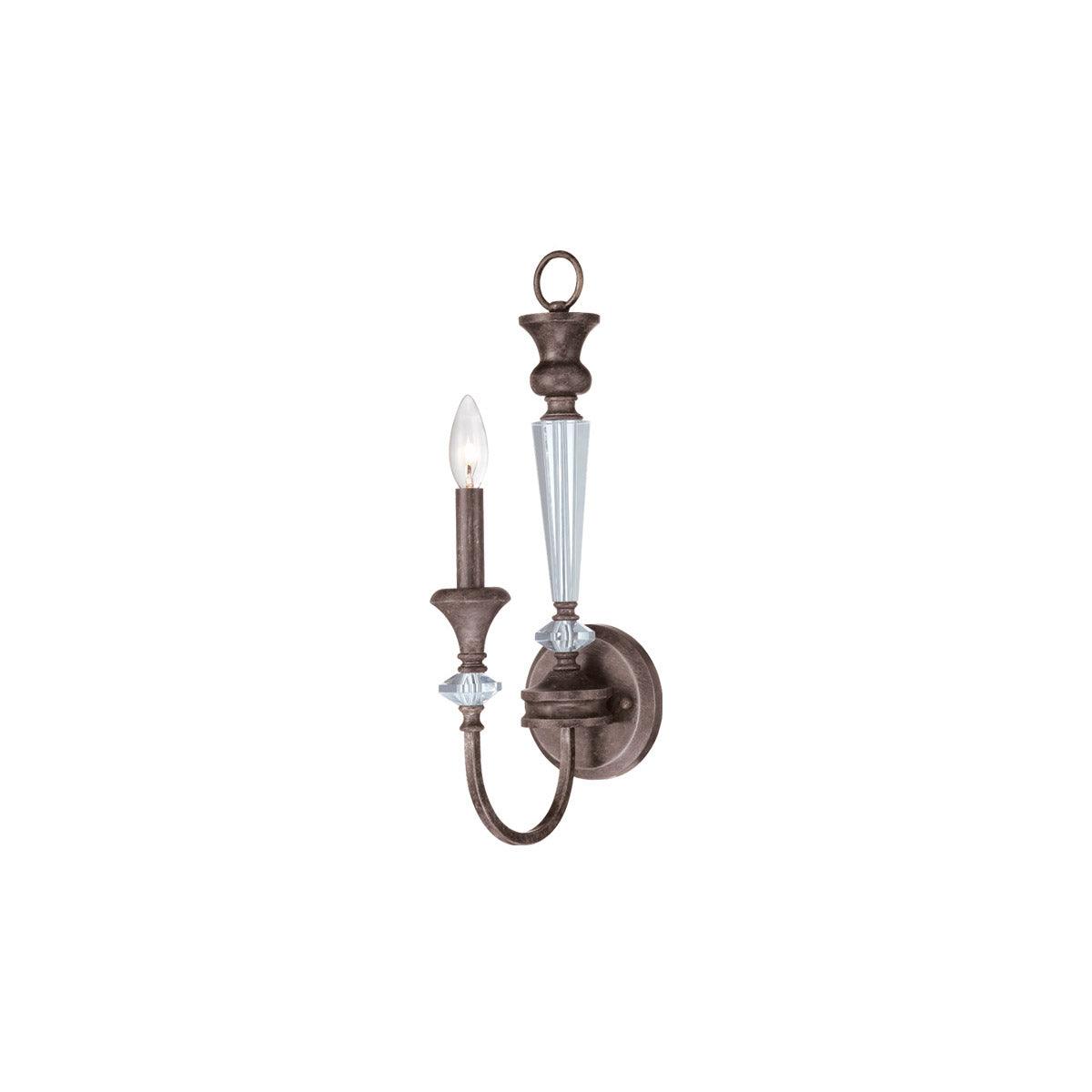 Mocha Bronze Silver Wash Curve Arms with Clear Crystal Wall Sconce - LV LIGHTING