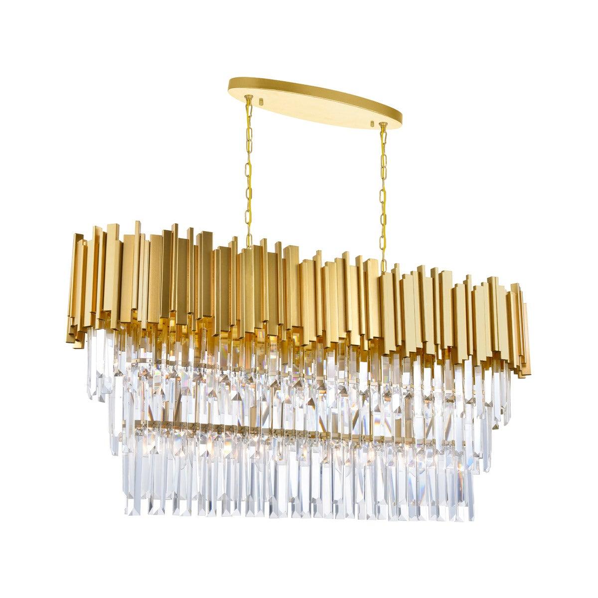 Gold and Crystals Linear Chandelier - LV LIGHTING