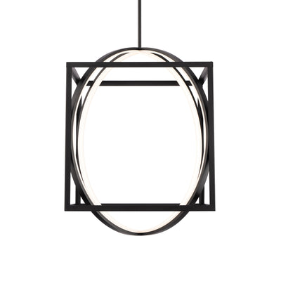 LED Black Square and Orbit Ring Cage Pendant
