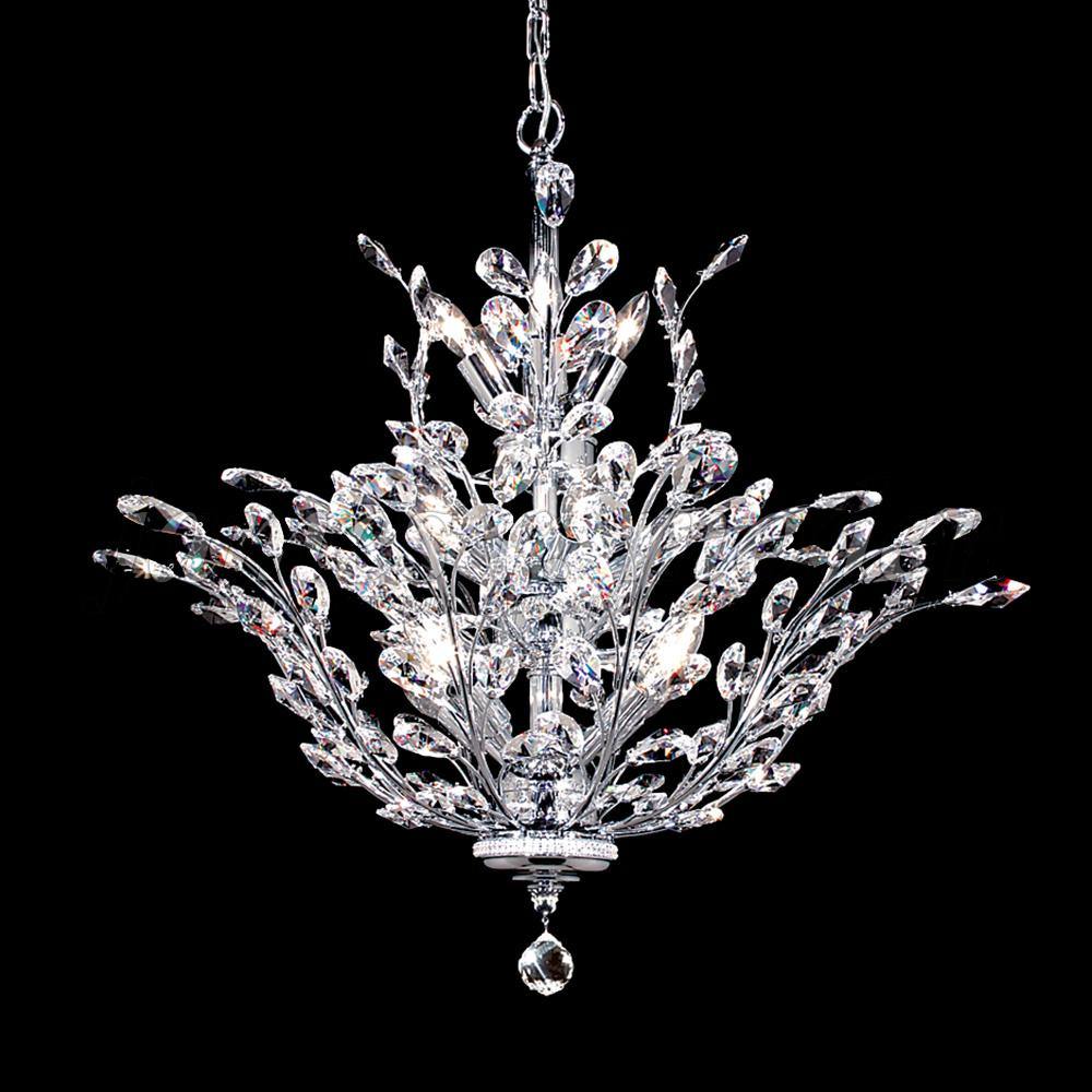 Chrome with Branch Arms and Crystal Chandelier - LV LIGHTING