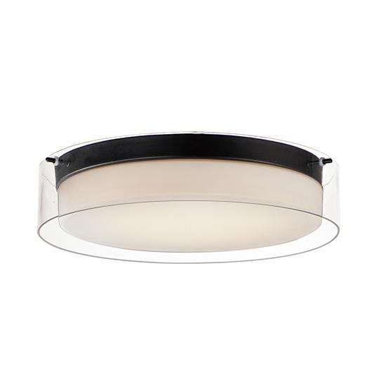 Steel with Clear and Satin White Glass Shade Flush Mount - LV LIGHTING