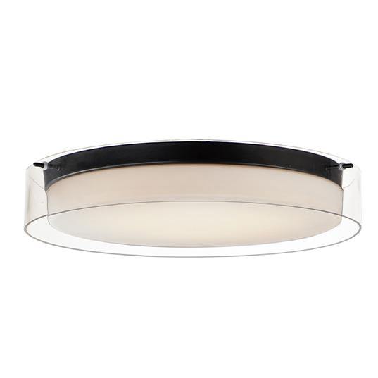 Steel with Clear and Satin White Glass Shade Flush Mount - LV LIGHTING
