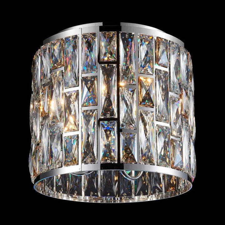 Chrome with Crystal Flush Mount - LV LIGHTING