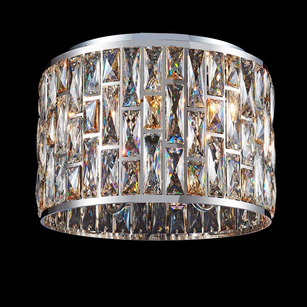 Chrome with Crystal Flush Mount - LV LIGHTING