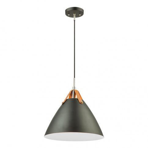 Black Conical Shade with Leather Straps Pendant - LV LIGHTING