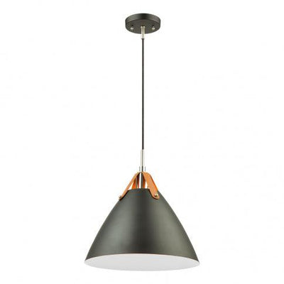 Black Conical Shade with Leather Straps Pendant - LV LIGHTING