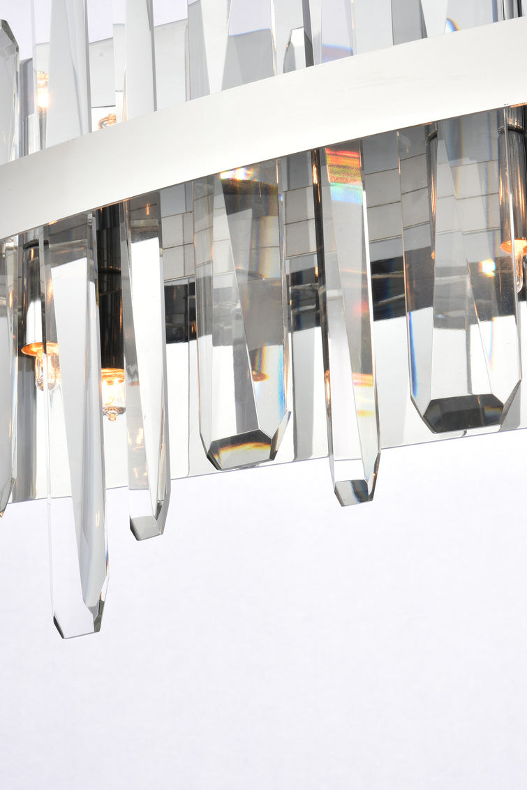 Steel Rectangular Frame with Clear Crystal Rod Vanity Light by Elegant - view 11