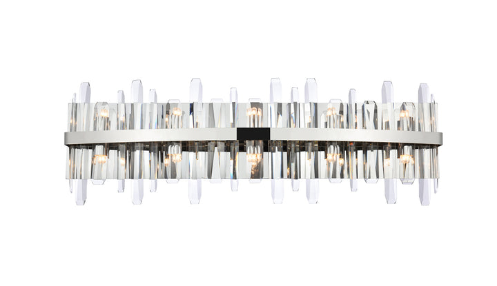 Steel Rectangular Frame with Clear Crystal Rod Vanity Light in Chrome by Elegant