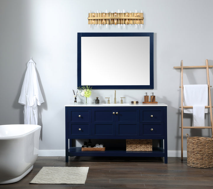 Steel Rectangular Frame with Clear Crystal Rod Vanity Light by Elegant - view 21