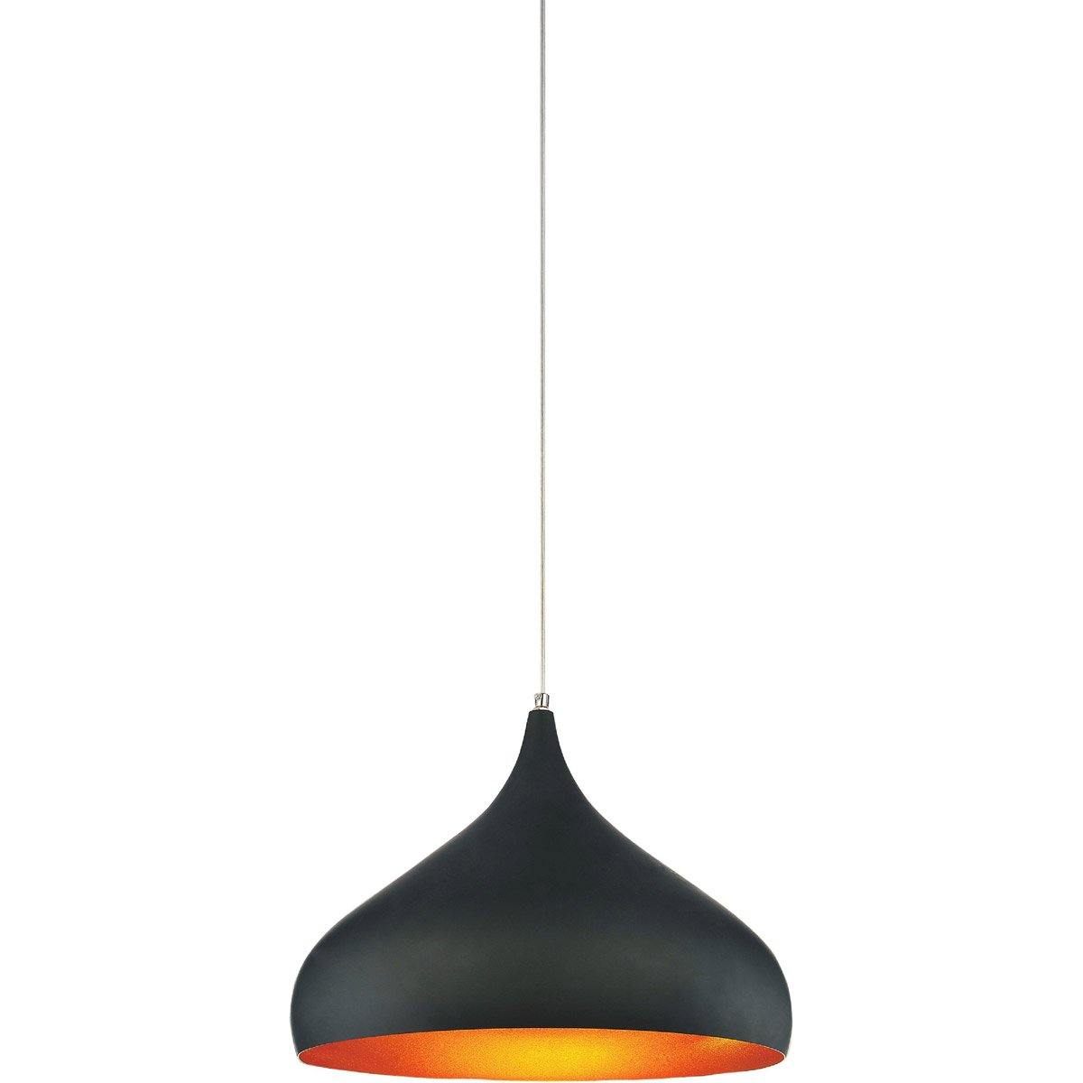 Black with Gold Shade Pendant - LV LIGHTING
