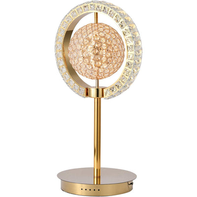 LED Gold Ring Frame and Crystal with Globe Table Lamp - LV LIGHTING