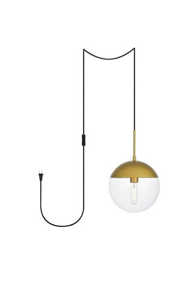 Brass Single Light with Clear Glass plug-in Shade - LV LIGHTING