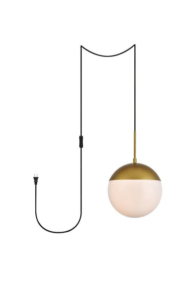 Brass Single Light with Clear Glass plug-in Shade - LV LIGHTING