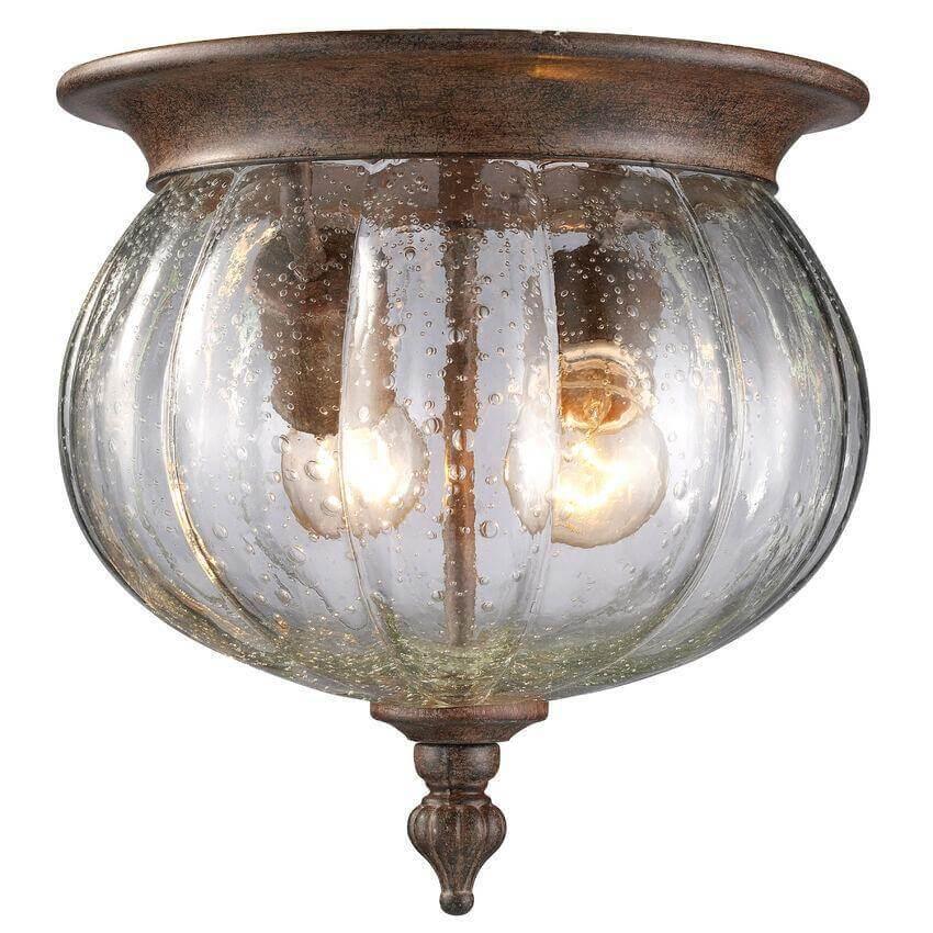 Aluminum with Clear Seedy Glass Shade Outdoor Flush Mount - LV LIGHTING