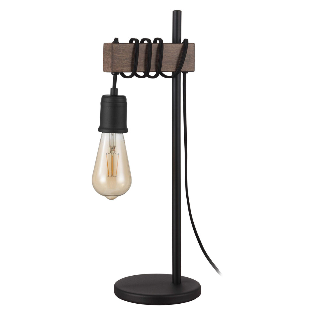Black with Wood Single Light Table Lamp - LV LIGHTING