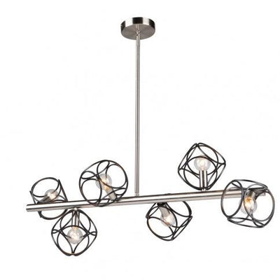 Satin Nickel with Matte Black Open Air Shade Linear Pendant - LV LIGHTING