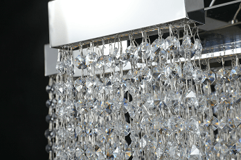 LED Chrome Rectangular Frame with Clear Crystal Bead Linear Chandelier - LV LIGHTING