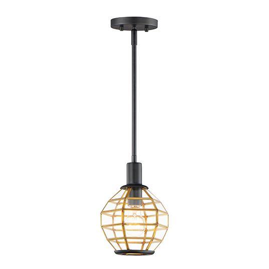 Black Burnished Brass with Rectilinear Clear Glass Panels Pendant - LV LIGHTING