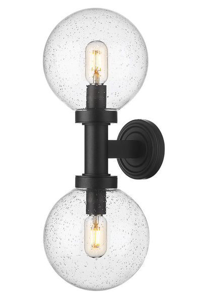 Black Steel Frame with Glass Globe Outdoor Wall Sconce