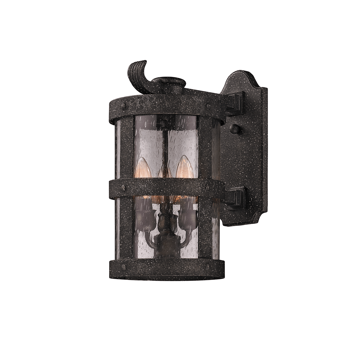 Barbosa Bronze Frame with Cylindrical Clear Seedy Glass Shade Outdoor Wall Sconce - LV LIGHTING