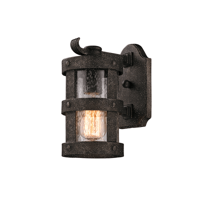 Barbosa Bronze Frame with Cylindrical Clear Seedy Glass Shade Outdoor Wall Sconce - LV LIGHTING