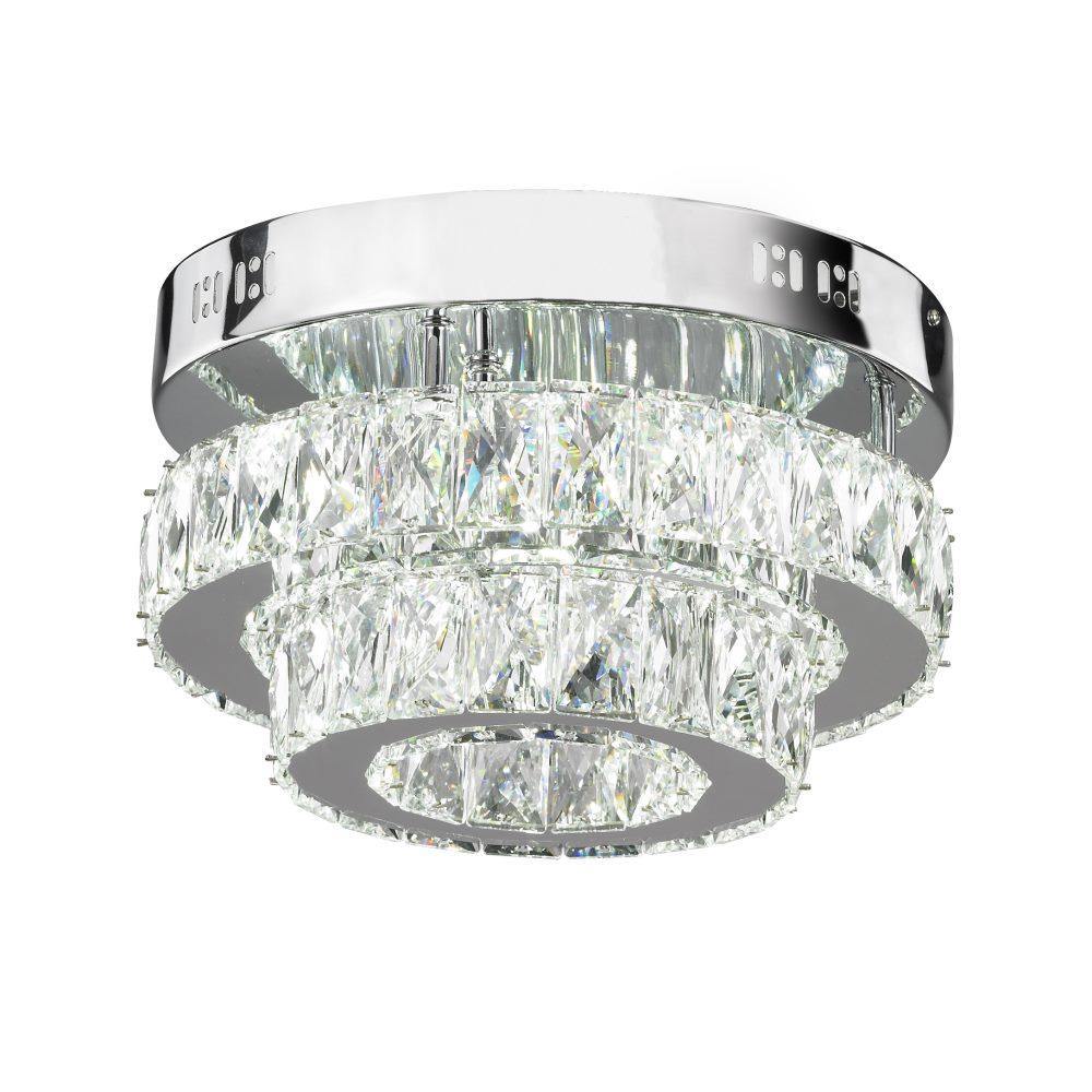 LED Chrome with Crystal Ring Flush Mount - LV LIGHTING