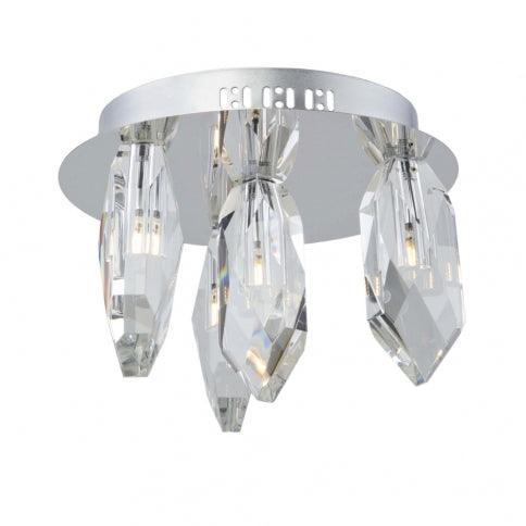 Chrome with Clear Raw Crystal Shade Flush Mount - LV LIGHTING