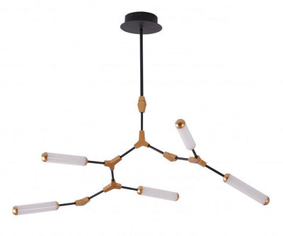 LED Black with Gold Branches with White Acrylic Diffuser Chandelier - LV LIGHTING