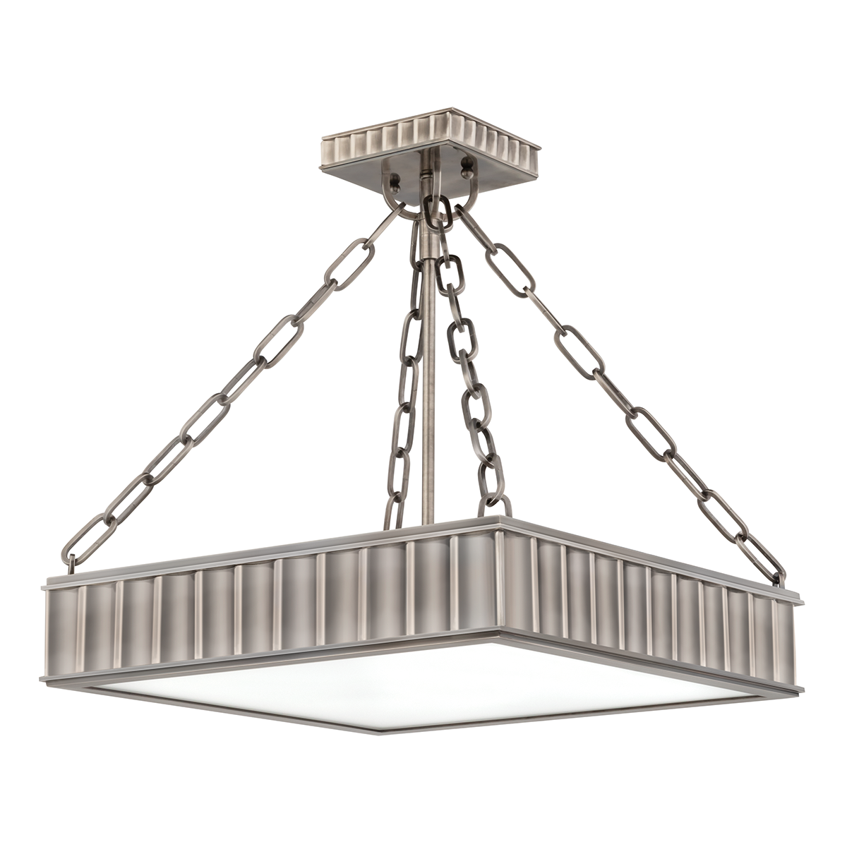 Steel Frame with Frosted Glass Shade Square Pendant