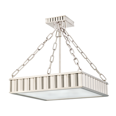 Steel Frame with Frosted Glass Shade Square Pendant