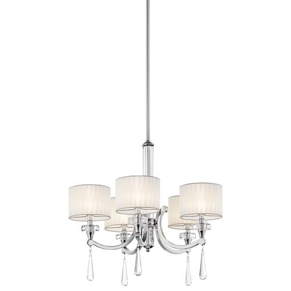 Chrome with White Shade Chandelier - LV LIGHTING