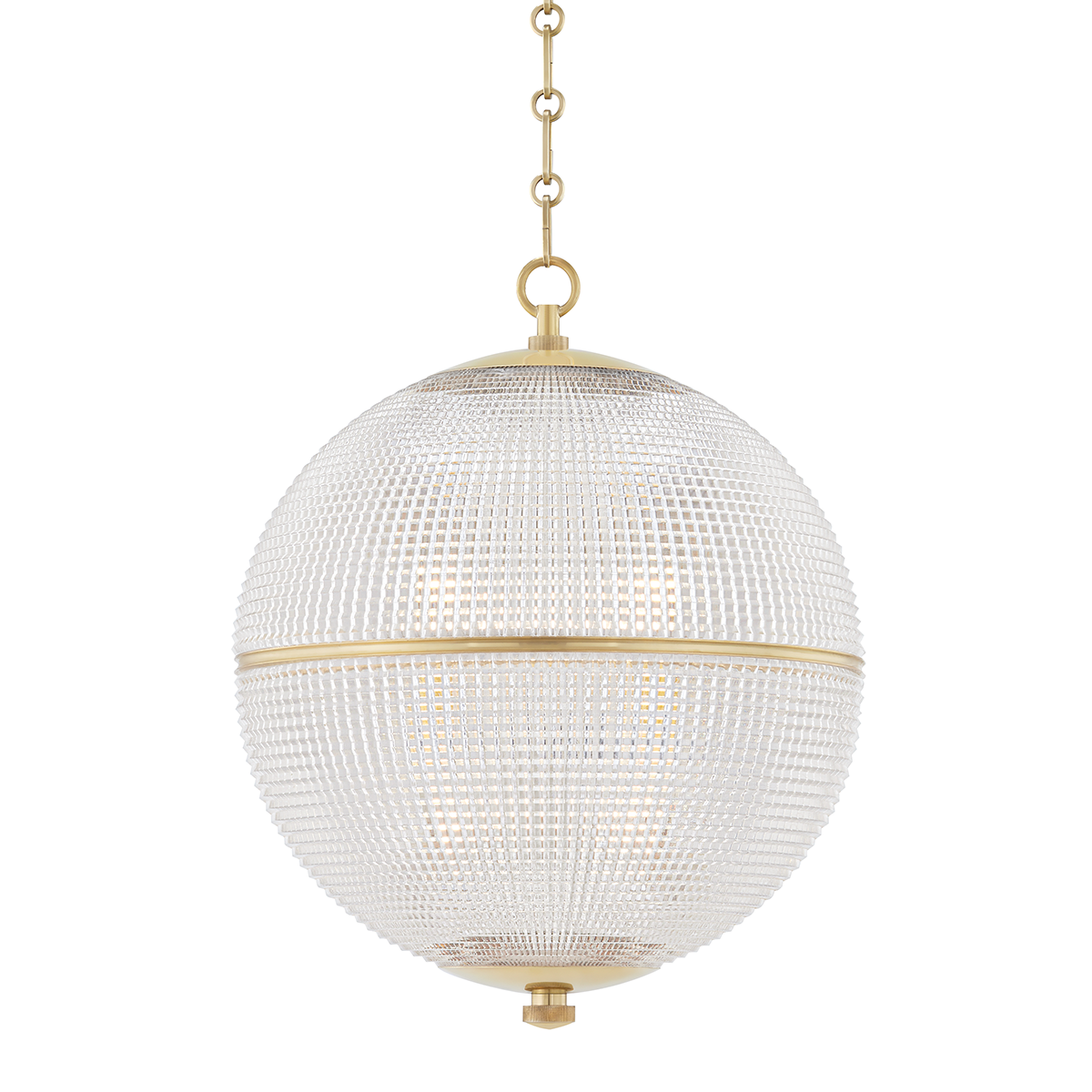 Steel Frame with Clear Halophane Sphere Glass Shade Pendant