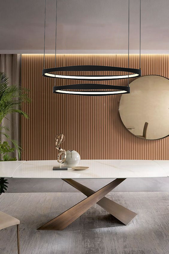LED Black Frame with Acrylic Diffuser Ring Chandelier