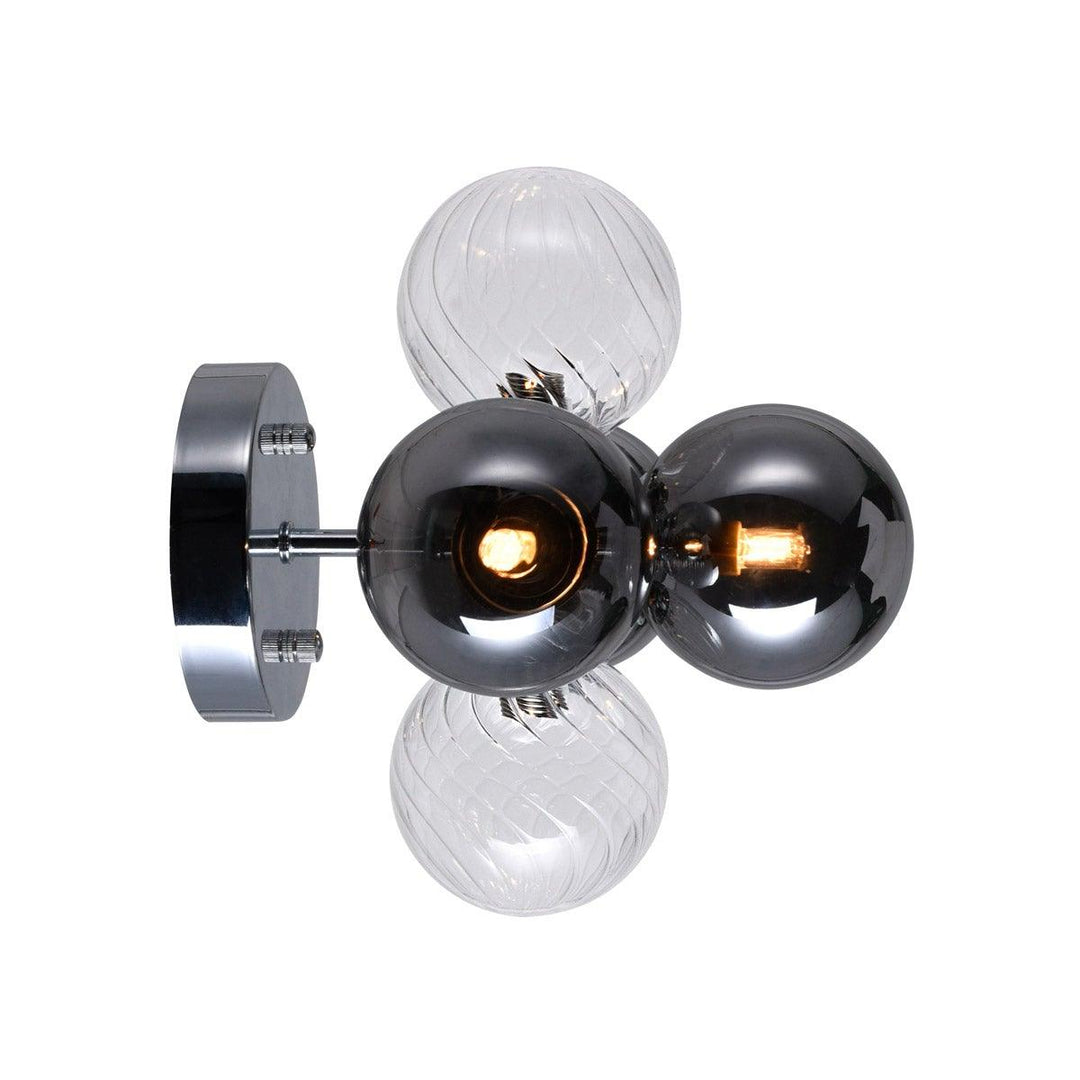 Chrome with Clear and Tinted Glass Globe Wall Sconce - LV LIGHTING