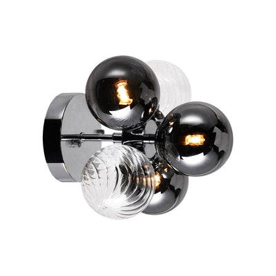 Chrome with Clear and Tinted Glass Globe Wall Sconce - LV LIGHTING