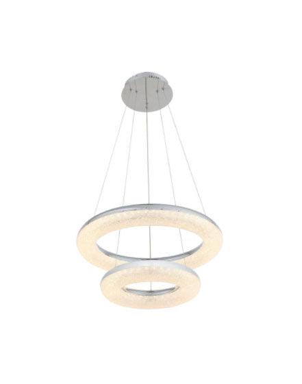 LED Chrome Double Ring with Crystalline Shade Chandelier - LV LIGHTING