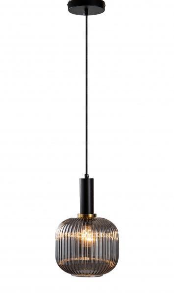 Black and Antique Gold with Smoke Shade Single Pendant - LV LIGHTING