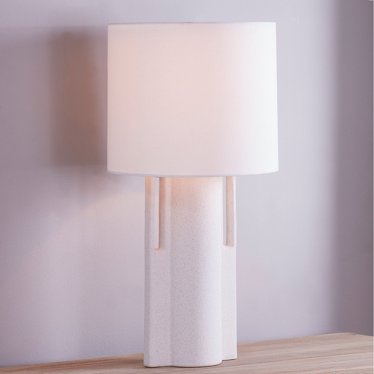 Matte Ceramic Base with Belgian Linen Shade Table Lamp