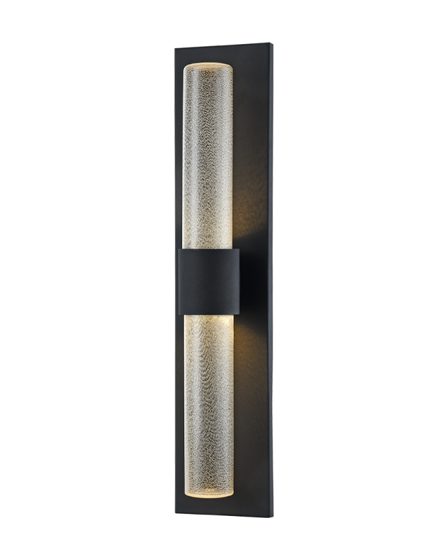 LED Black Frame with Cylindrical Bubble Glass Shade Vanity Light