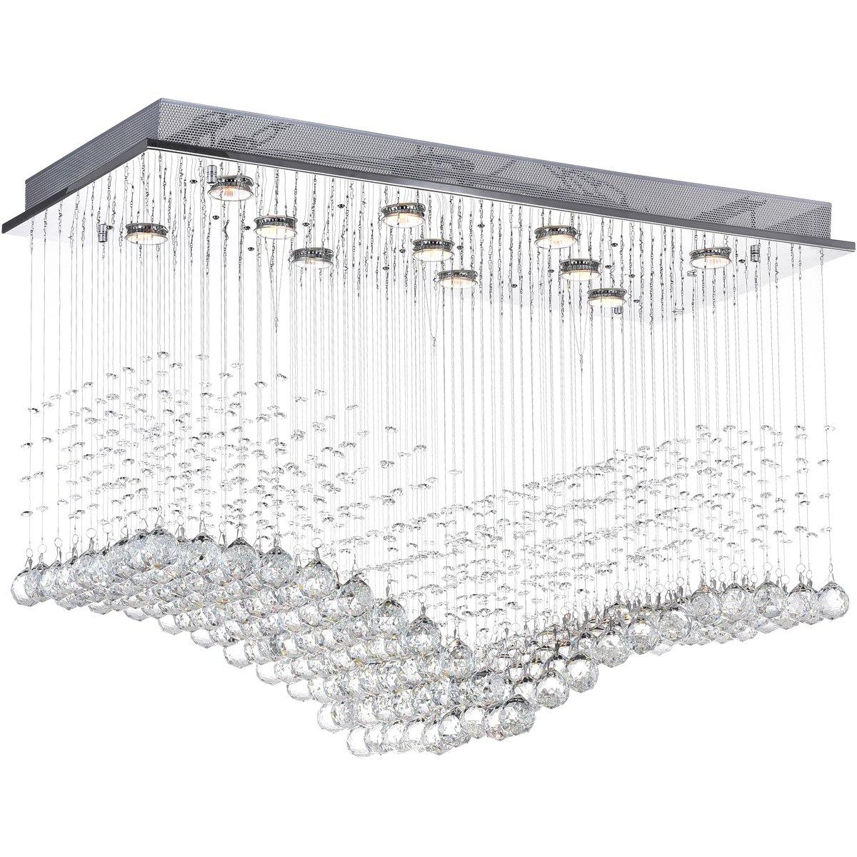 Chrome with Crystal Drop and Strand Rectangular Arch Chandelier - LV LIGHTING