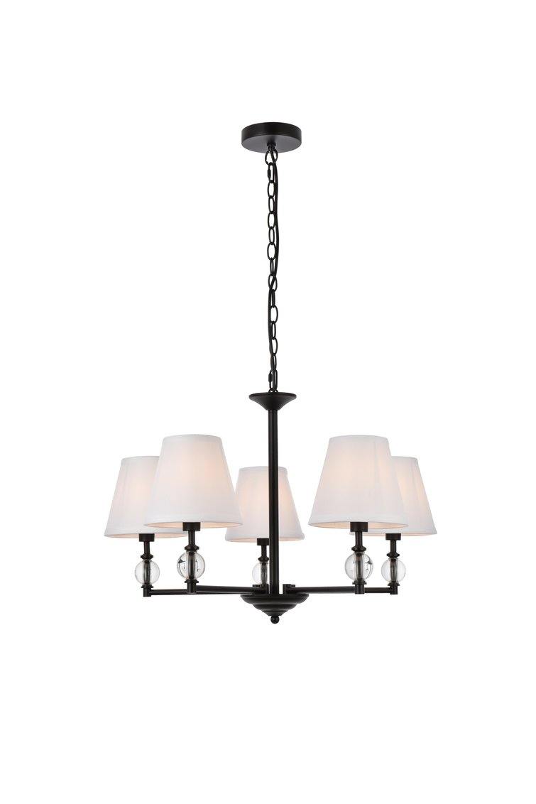 Satin Nickel with White Shade Chandelier - LV LIGHTING