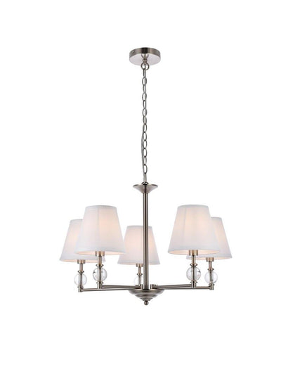 Satin Nickel with White Shade Chandelier - LV LIGHTING