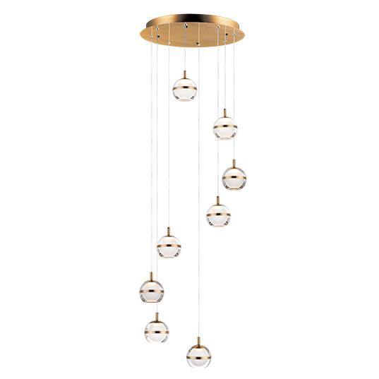 LED Chrome with Acrylic Shade 8 Lights Pendant - LV LIGHTING