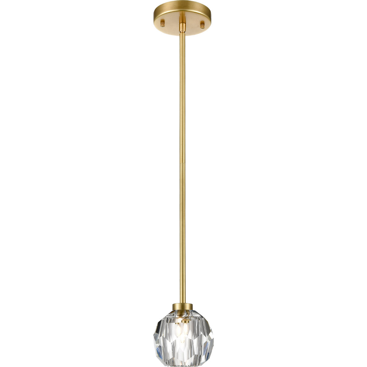 Steel Frame with Clear Crystal Shade Mini Pendant