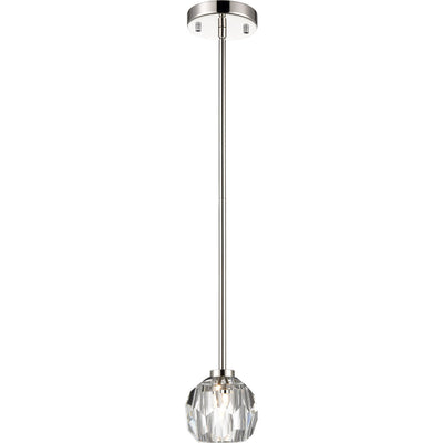 Steel Frame with Clear Crystal Shade Mini Pendant