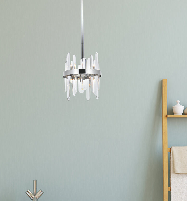 Steel Round Frame with Clear Crystal Rod Pendant / Chandelier by Elegant - view 30
