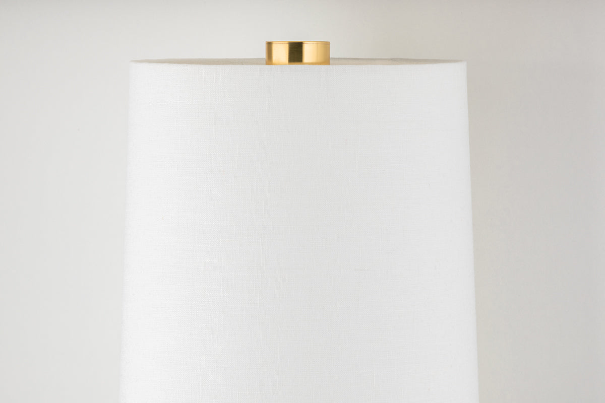 Vintage Brass Rod with White Linen Fabric Shade Wall Sconce