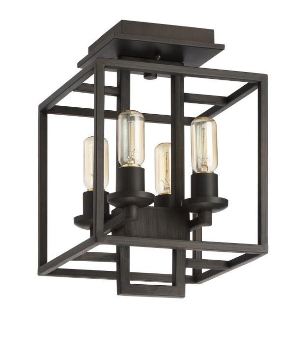 Steel Rectangular Open Air Frame Flush Mount