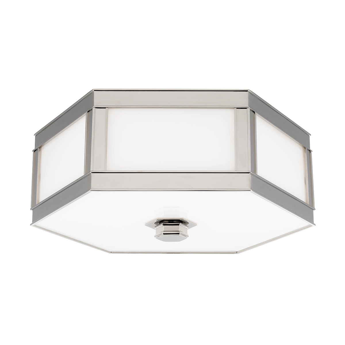 Steel Frame with Frosted Glass Shade Hexagon Flush Mount